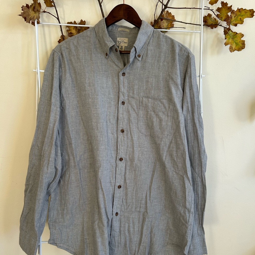 Vintage J Crew brushed twill gray button up